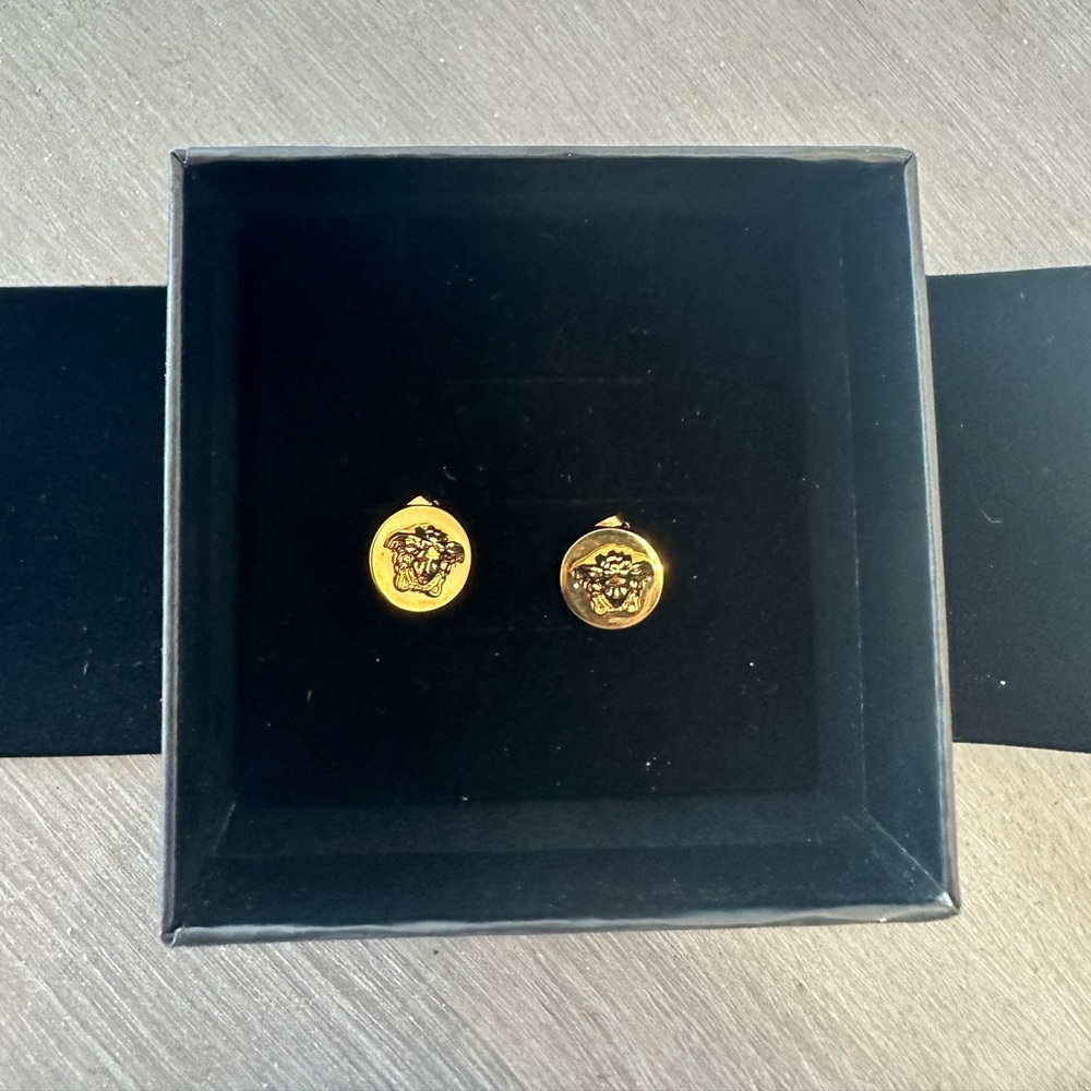 Versace Medusa studs , gold plated never worn with box